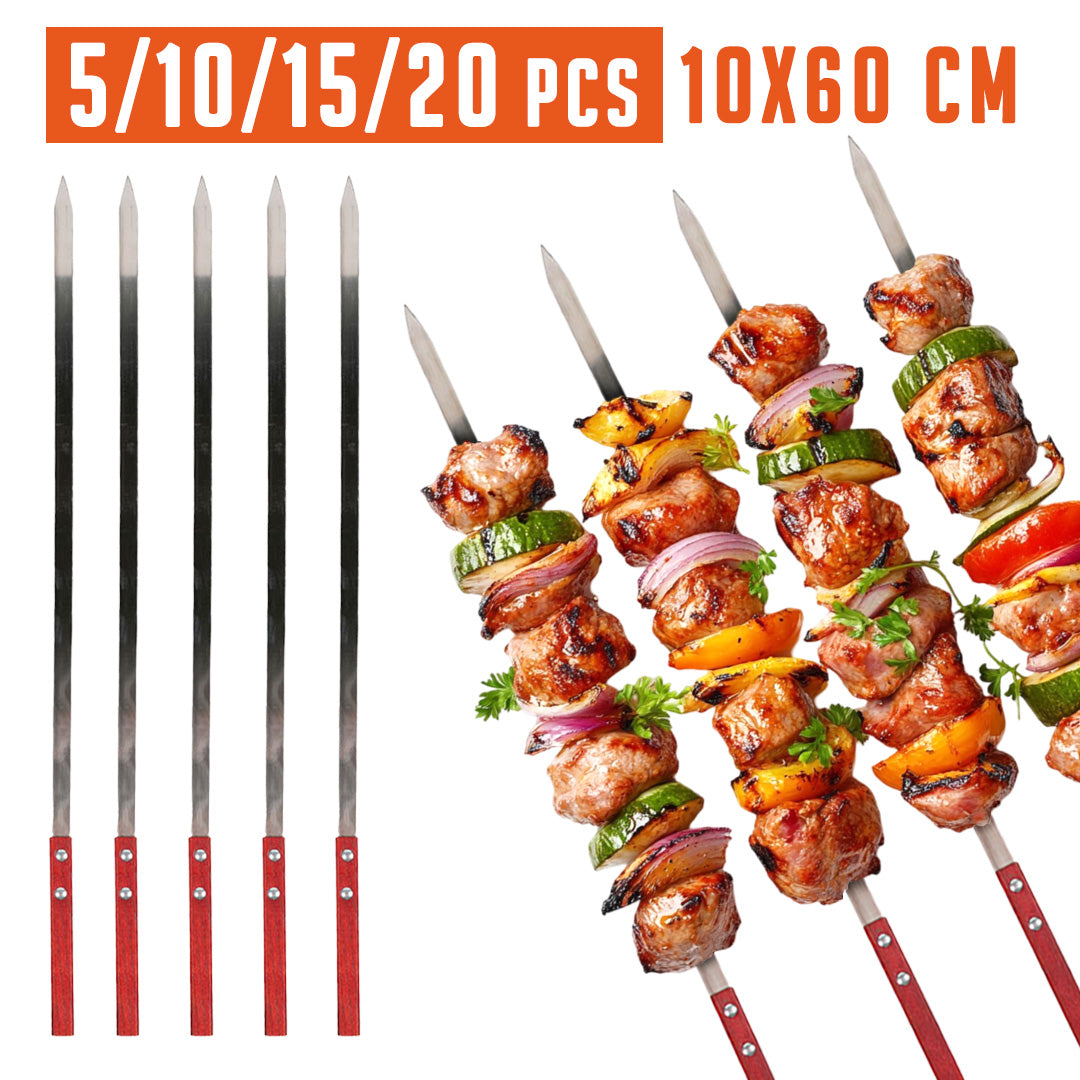 Professional 60cm Kebab Skewers – wooden handle