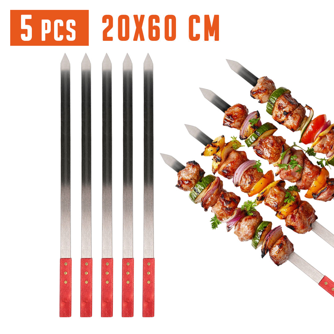 60x2cm Kebab Skewers - Wooden Handles