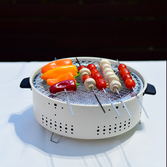 Portable Pan Charcoal BBQ Grill, Korean & Japanese Yakiniku Style Outdoor Cooker