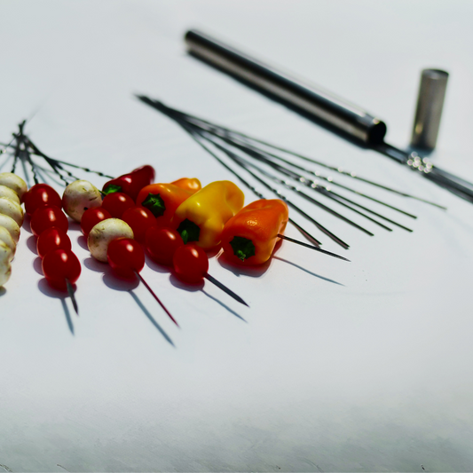 Stainless Steel Reusable Barbeque Kebab Satay Needle Skewers in tube (20 & 50 pcs)