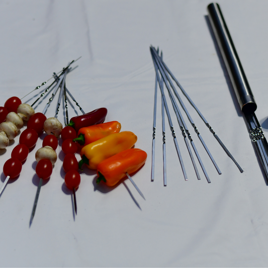 Stainless Steel Reusable Barbeque Kebab Satay Needle Skewers in tube (20 & 50 pcs)