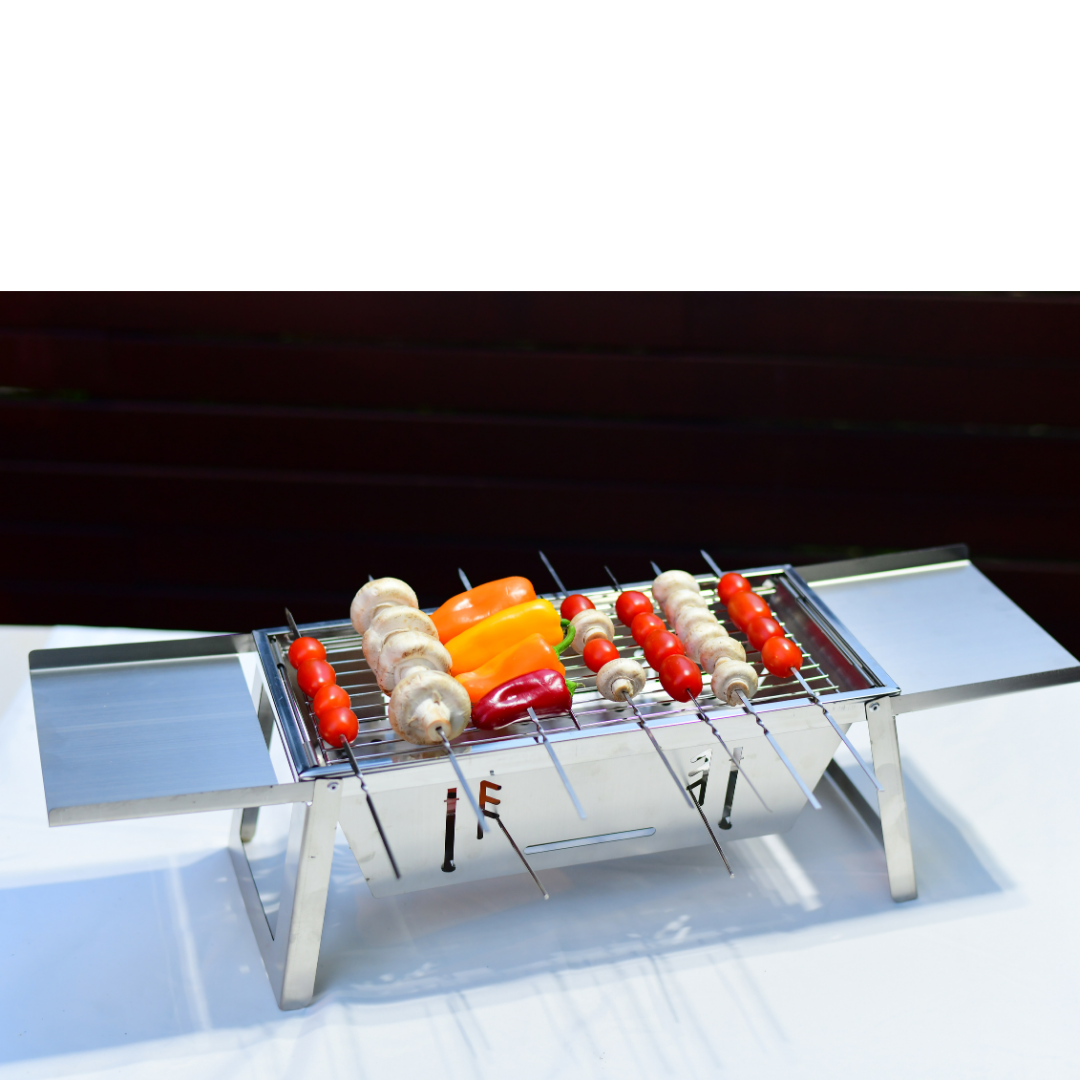 Quick-Fold Portable Charcoal BBQ Grill – Stainless Steel Compact Outdoor