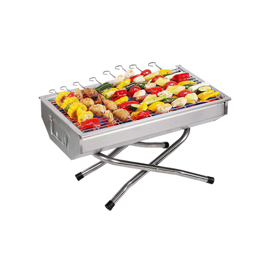 Stainless Steel Portable Tabletop Foldable Charcoal BBQ Grill for Camping & Picnic