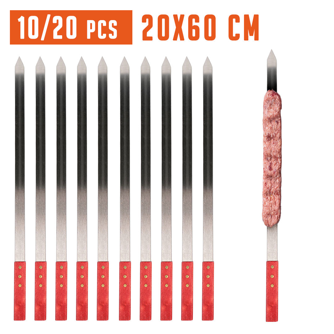 60x2cm Kebab Skewers - Wooden Handles