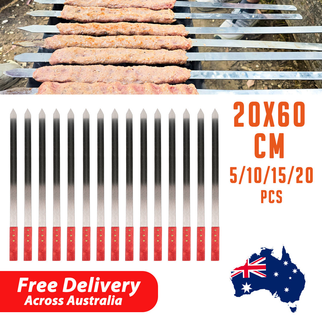 60x2cm Kebab Skewers - Wooden Handles