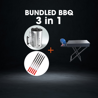 The Easy Adventure BBQ Kit: Grill, Skewers & Gloves