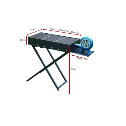 Portable Charcoal BBQ Grill with Blower & Lid - Fast Heating Camping Grill