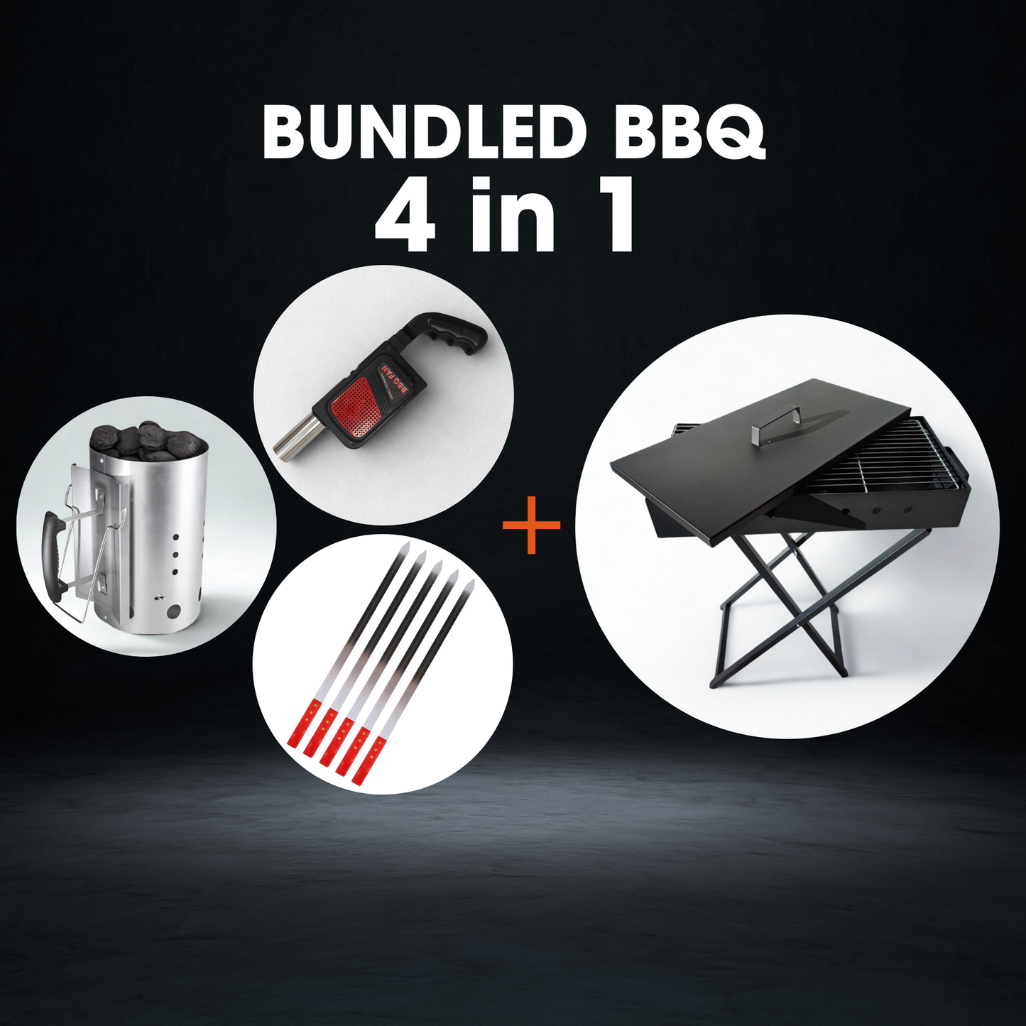 4 in 1 Bundle (BBQ+ eFan +Skewer + Chimney)