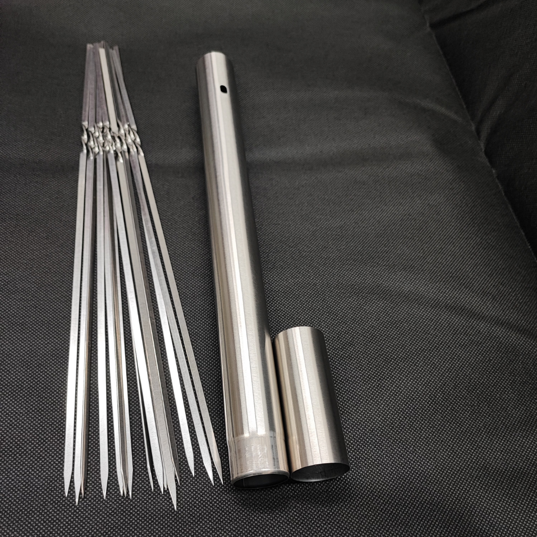 Stainless Steel Reusable Barbeque Kebab Satay Needle Skewers in tube (20 & 50 pcs)