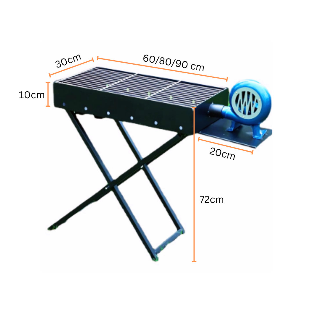Ultimate Aussie-Tested Combo: Portable Charcoal Grill with Blower + Pro 60cm Skewers