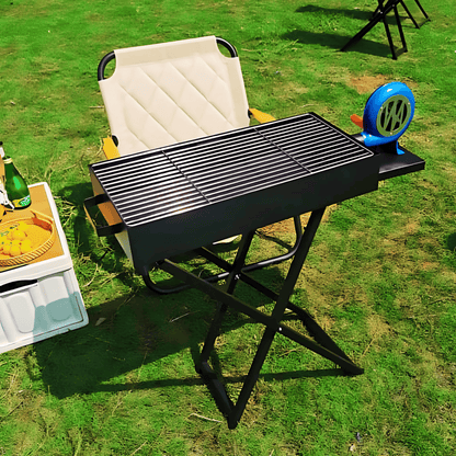 The Easy Adventure BBQ Kit: Grill, Skewers & Gloves