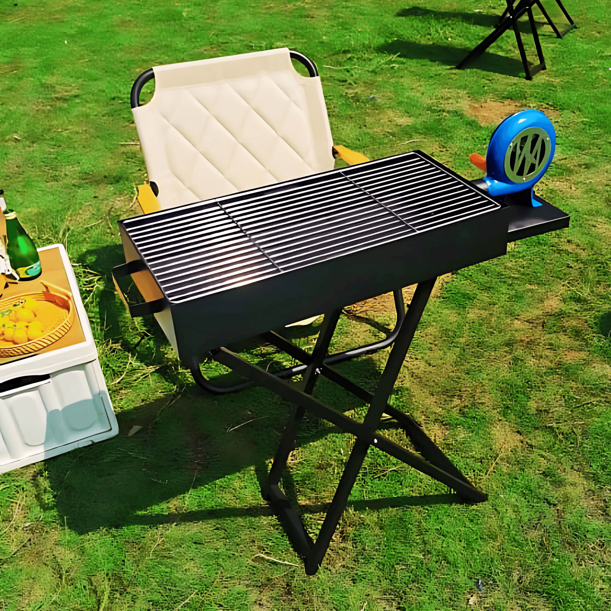 Folding Portable Charcoal BBQ Grill + Blower, 60cm(M) /80cm(L) / 90cm(XL)