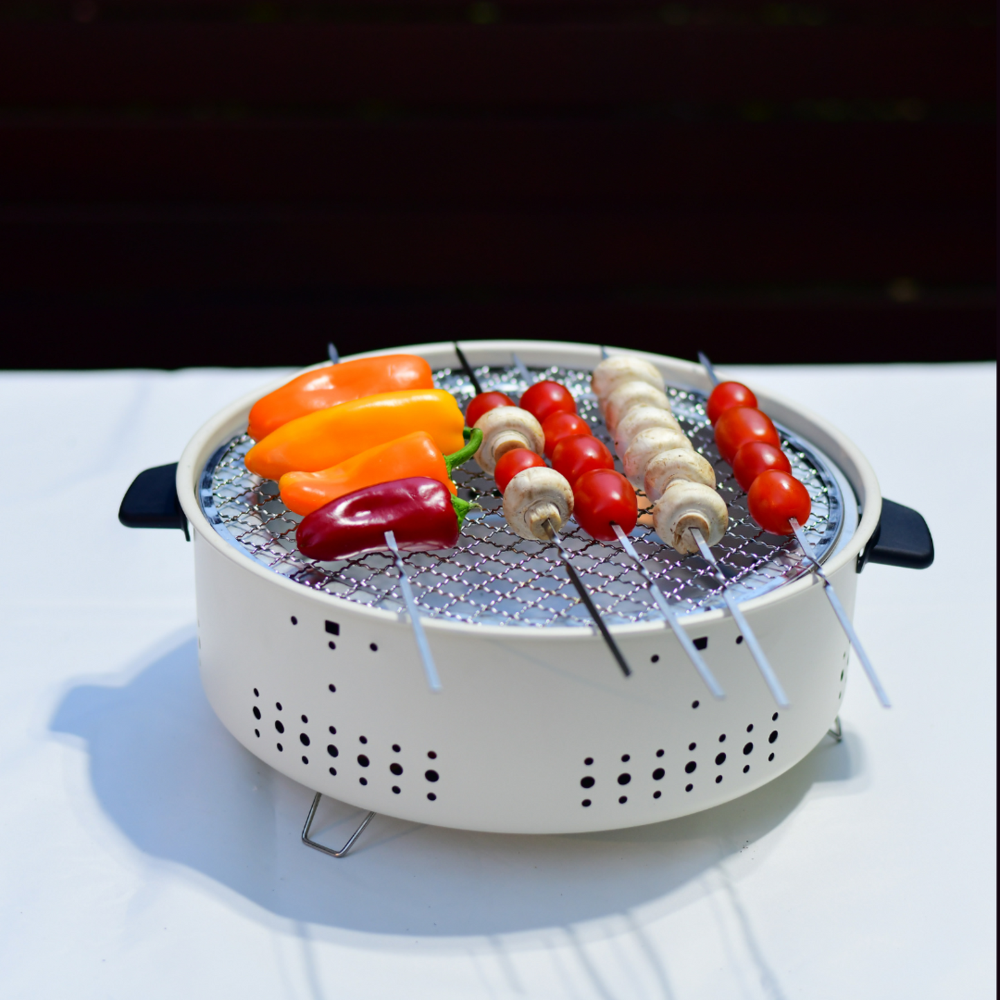 Portable Pan Charcoal BBQ Grill, Korean & Japanese Yakiniku Style Outdoor Cooker