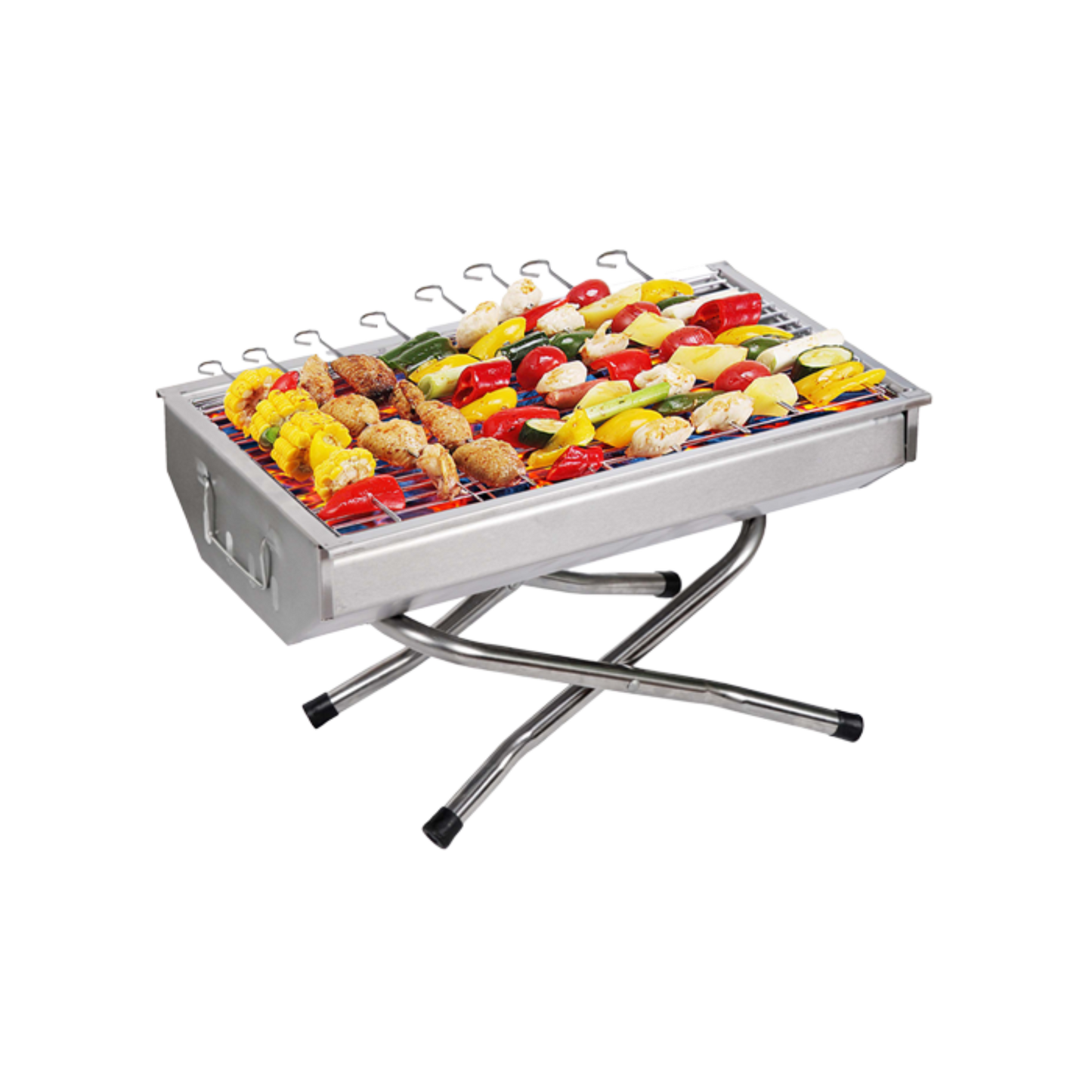 Stainless Steel Portable Tabletop Foldable Charcoal BBQ Grill for Camping & Picnic