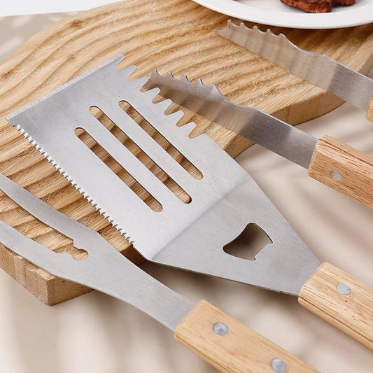 Wooden BBQ Tool Set – 3 pieces